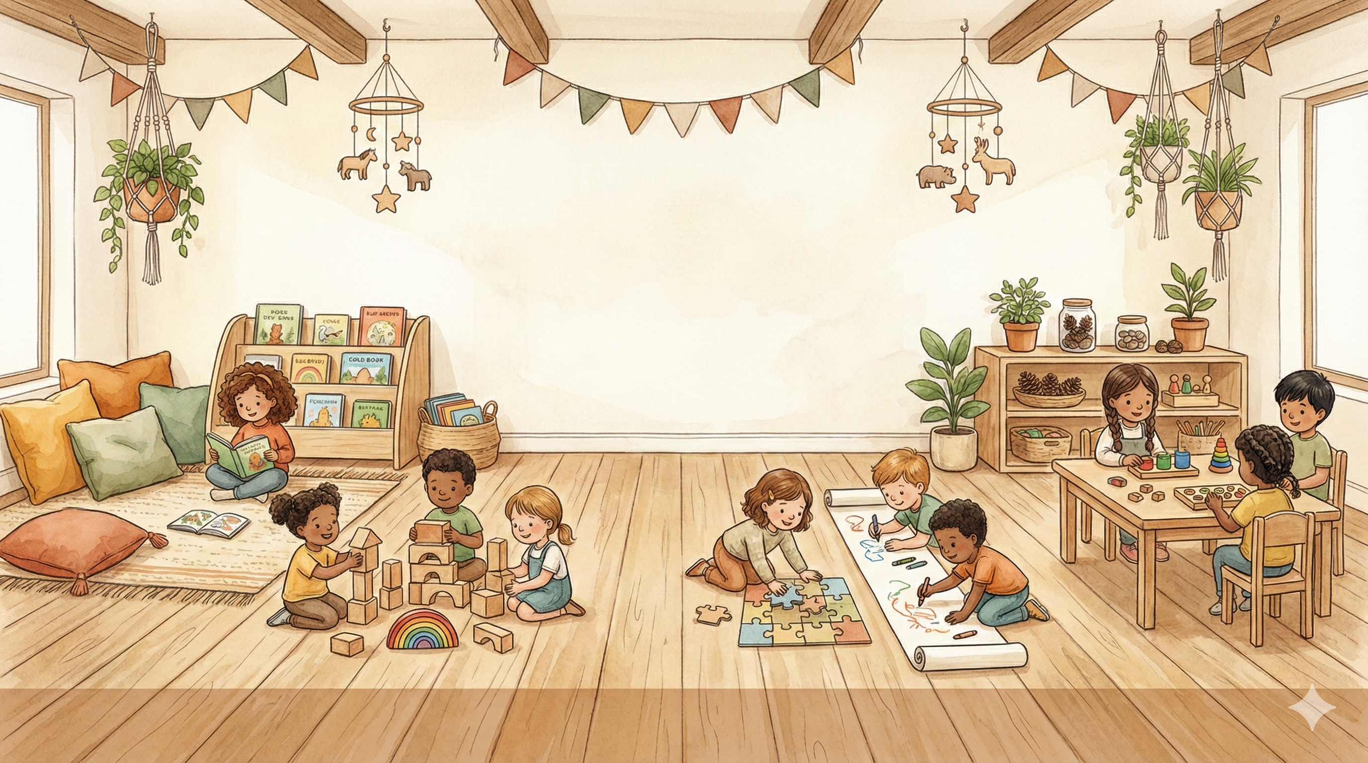 Kinder spielen und lernen gemeinsam